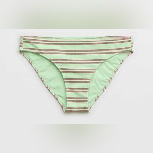 NWT Aerie Shine Rib Full Coverage Bikini Bottom in Pistachio Stripe - Size L